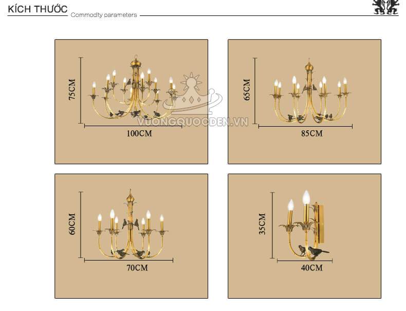 Đèn chùm đồng trang trí bamboo bird abr166-8